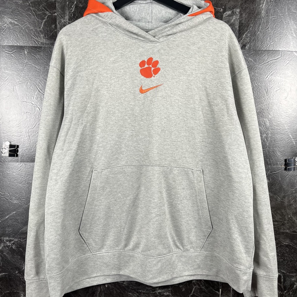 Nike Men's Grey Dri-Fit Clemson Fleece Hoodie XL